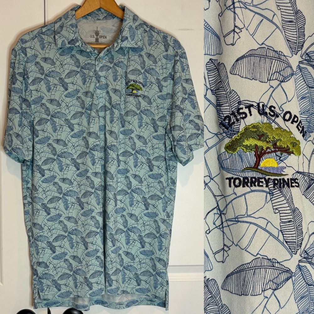 121st US Open Torrey Pines Palm Leaf Short Sleeve Polo Shirt M